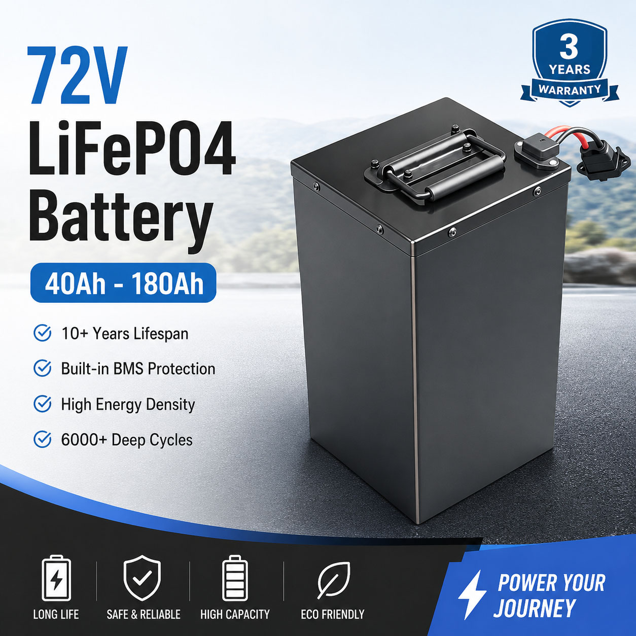 72V 60Ah Lifepo4 Battery Pack - New Energy 72V 40ah 60ah 80ah