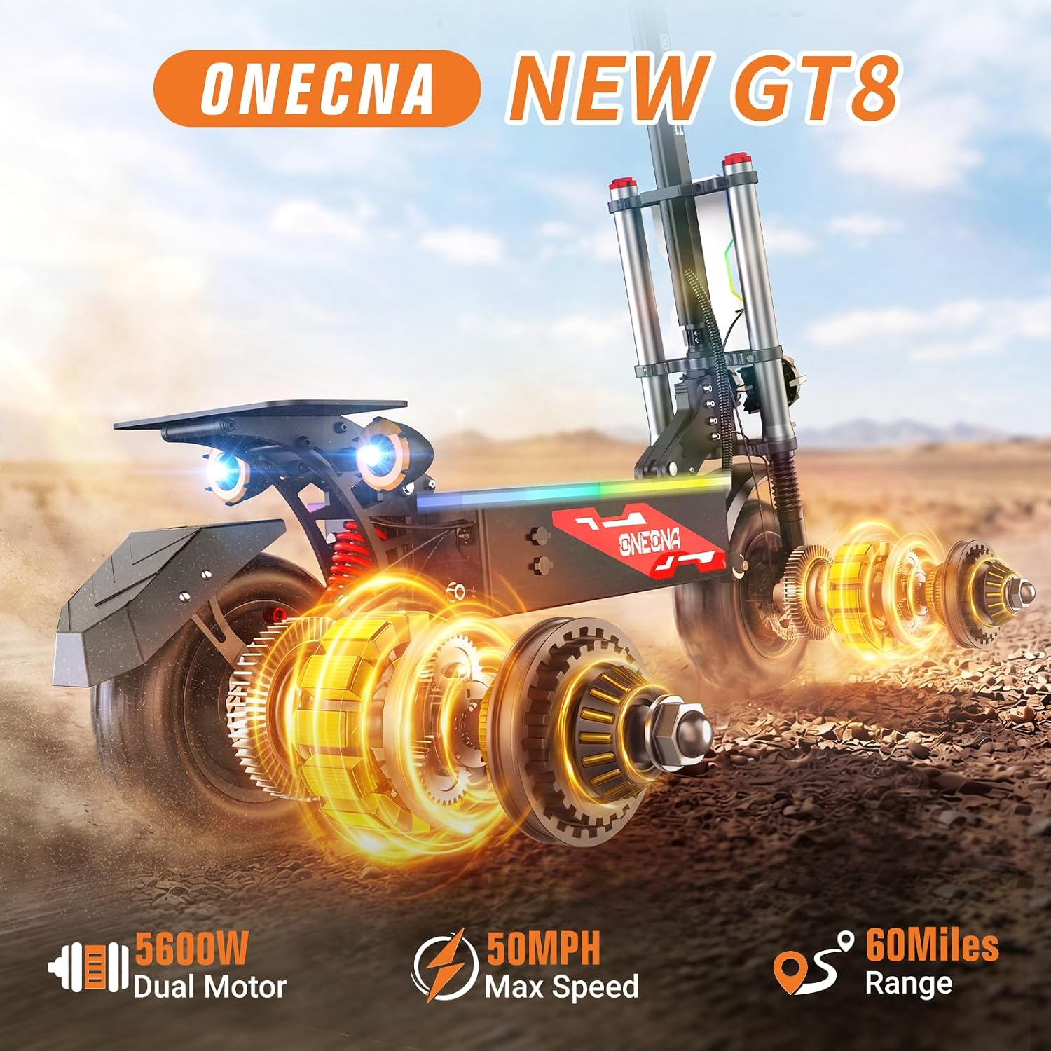ONEONA GT8 Foldable Off Road E - 60V 5600W Dual Motor Electric Scooter 评论和价格